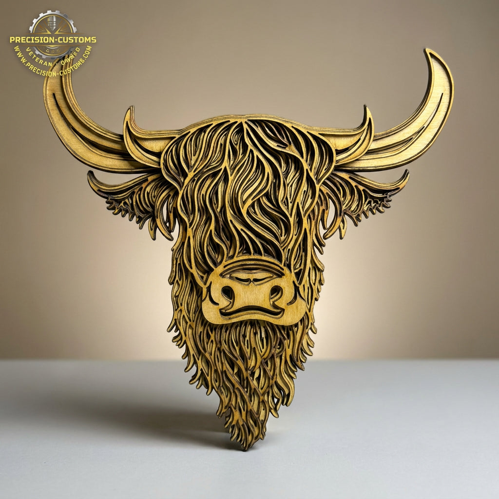 Handcrafted 3D Layered Highland Cow wall art hero image