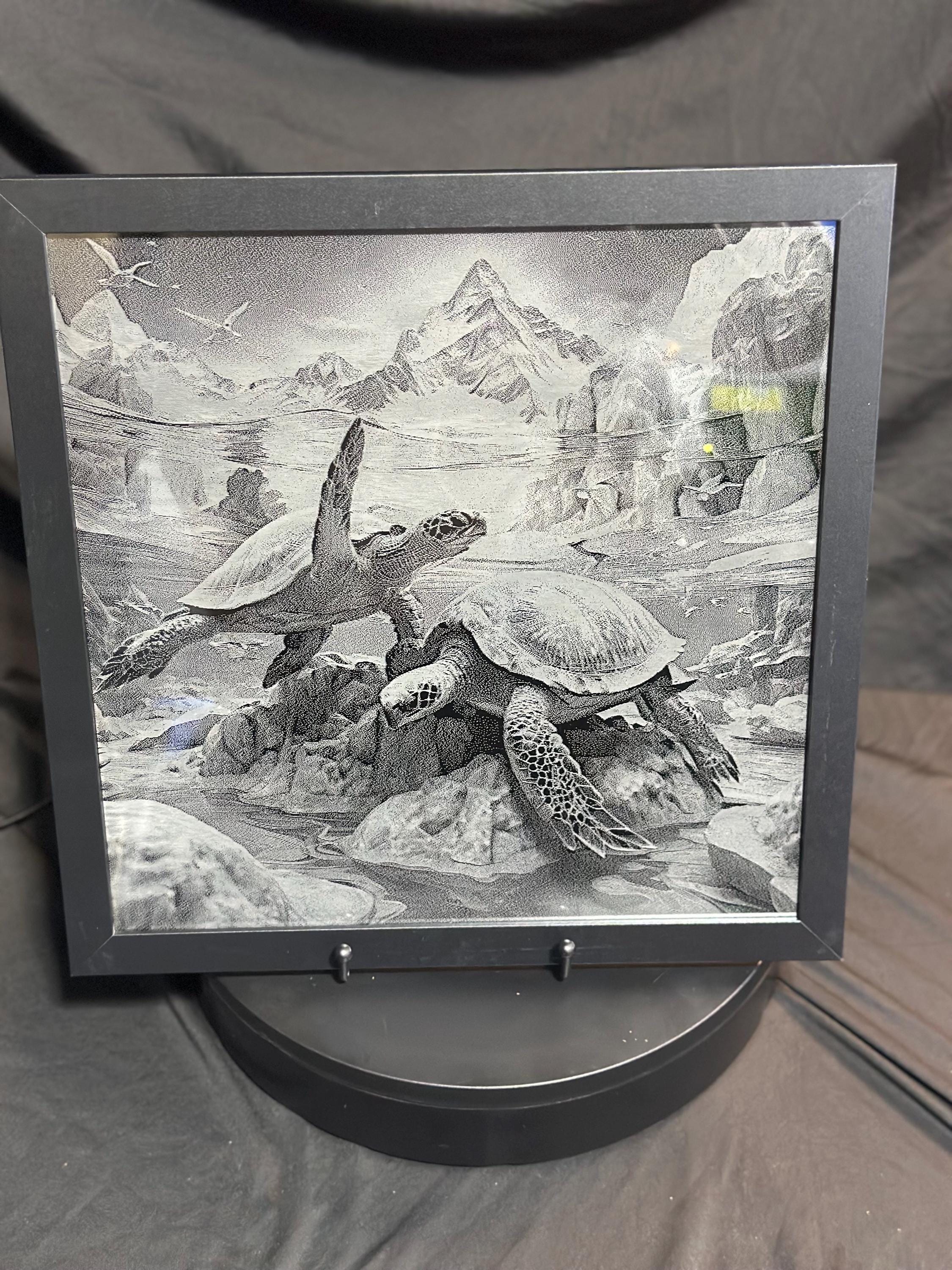 Framed Sea Turtle Acrylic Engraving