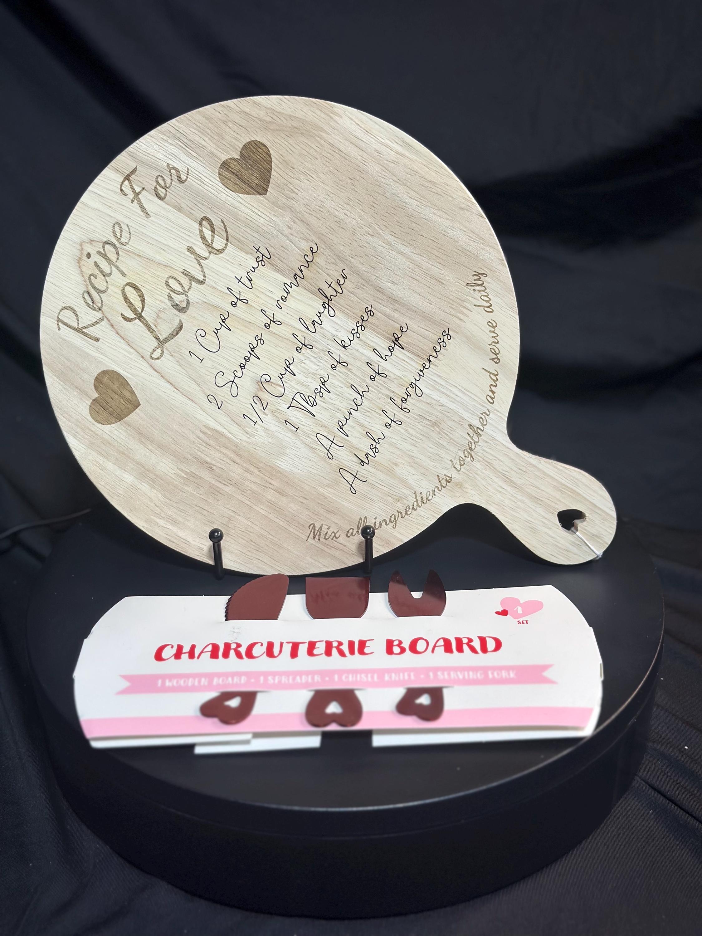 Round Charcuterie Board with Red Utensils