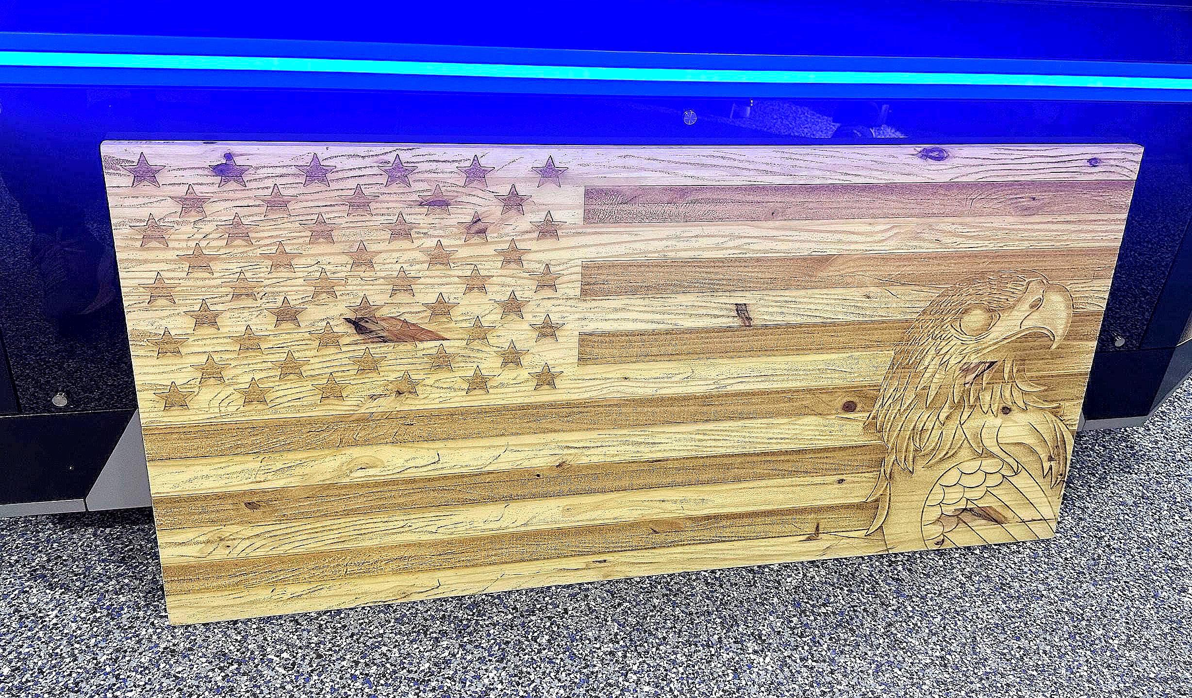 3D Eagle and American Flag Engraving