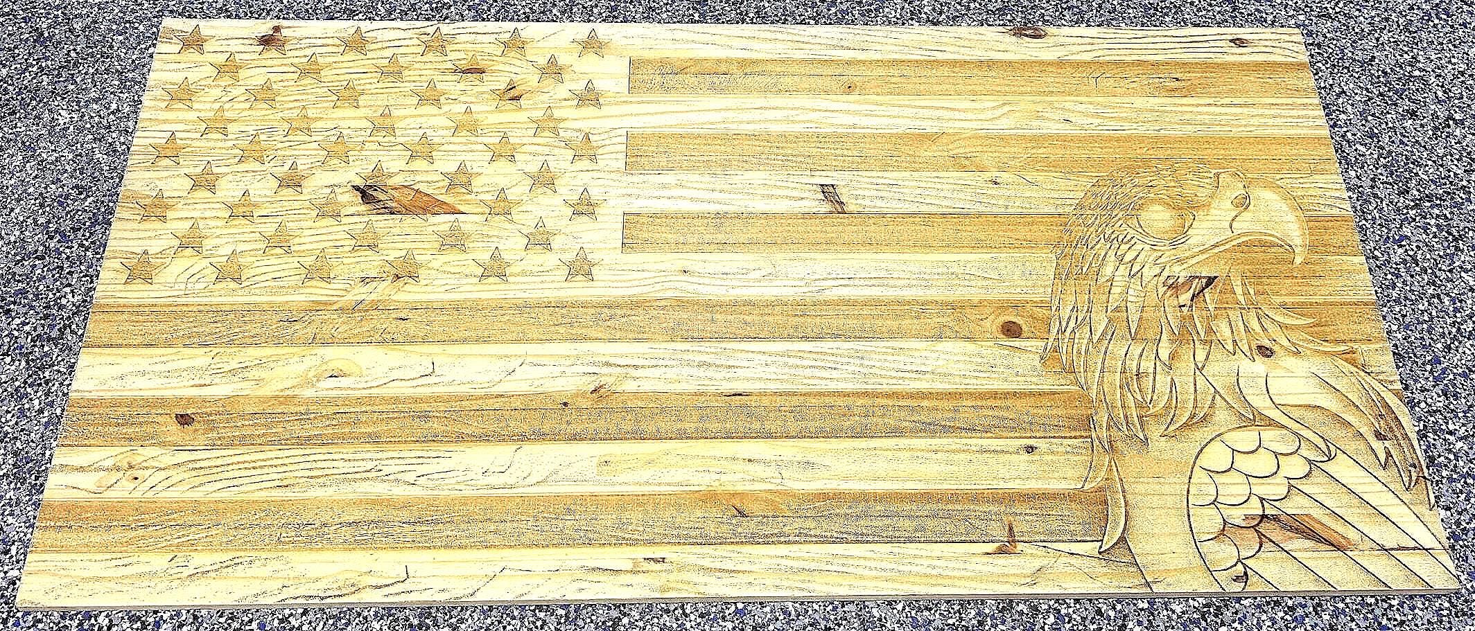 3D Eagle and American Flag Engraving