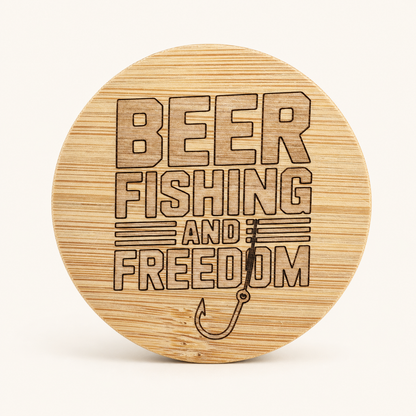 Beer Fishing and Freedom magnetic bamboo bottle opener