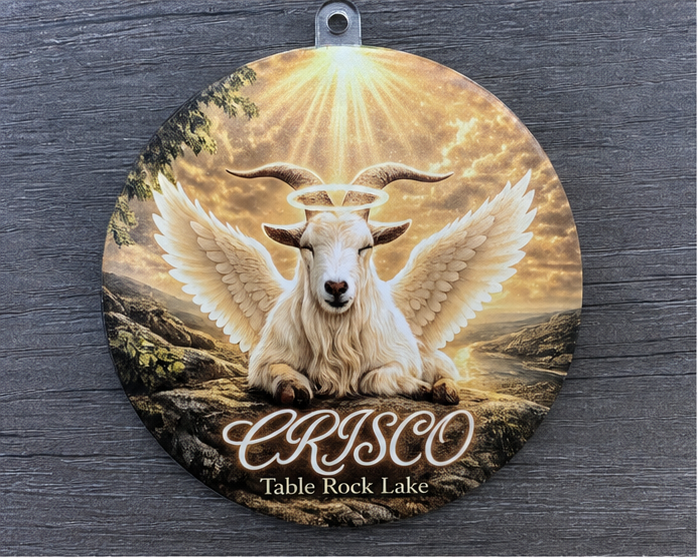 Hero image of the Crisco Table Rock Lake memorial ornament, front view.