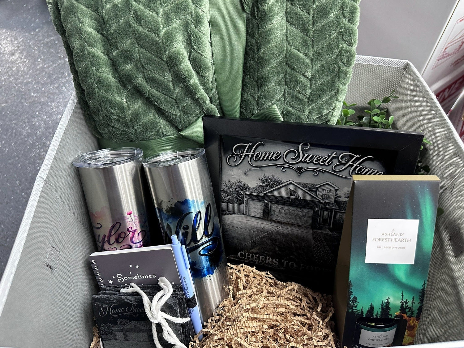 Premium personalized closing gift basket