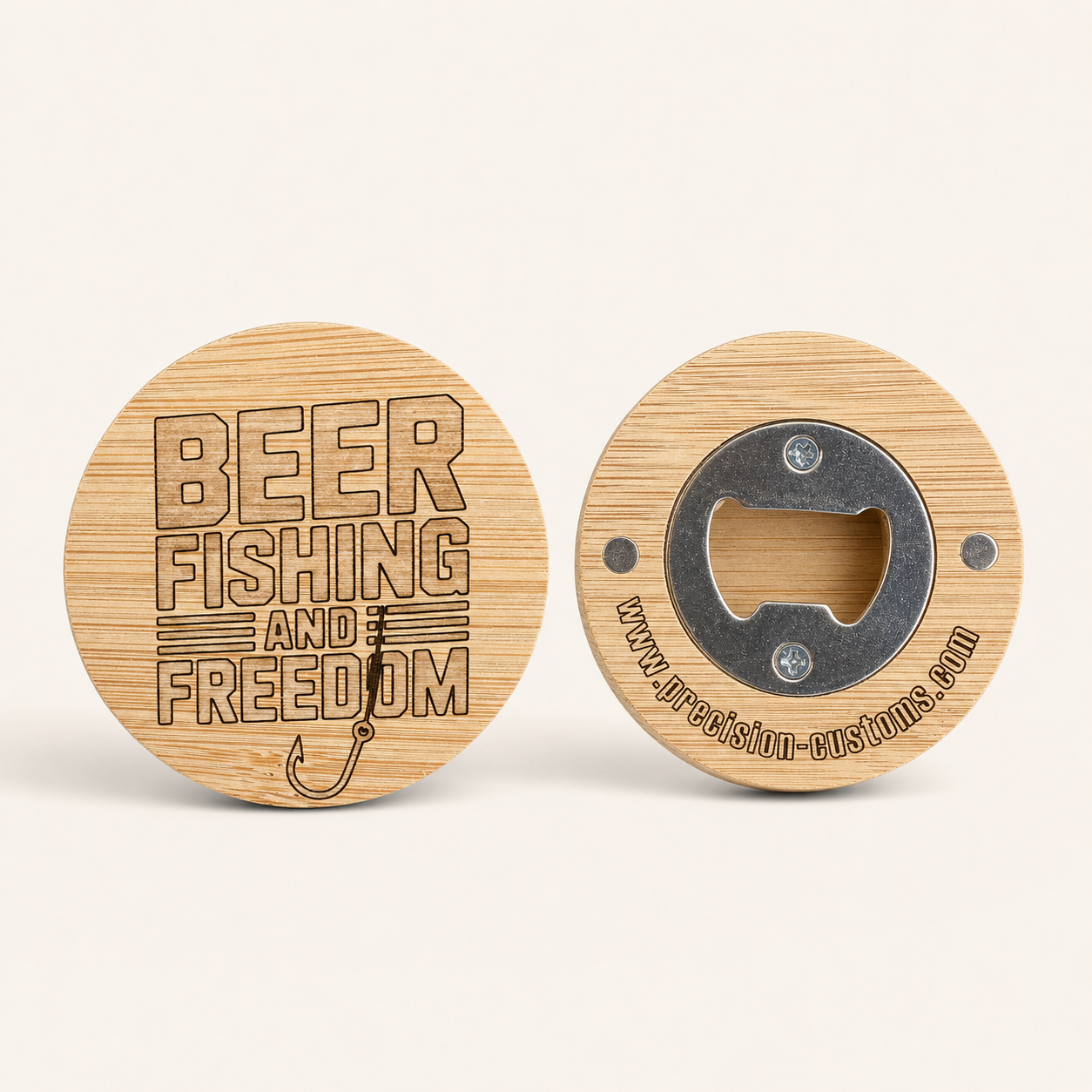 Beer Fishing and Freedom bottle opener front and back