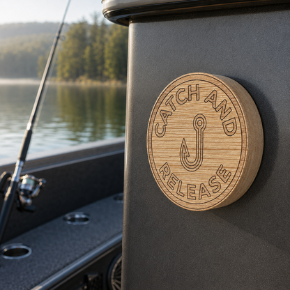 Catch and Release magnetic bottle opener on a fishing boat