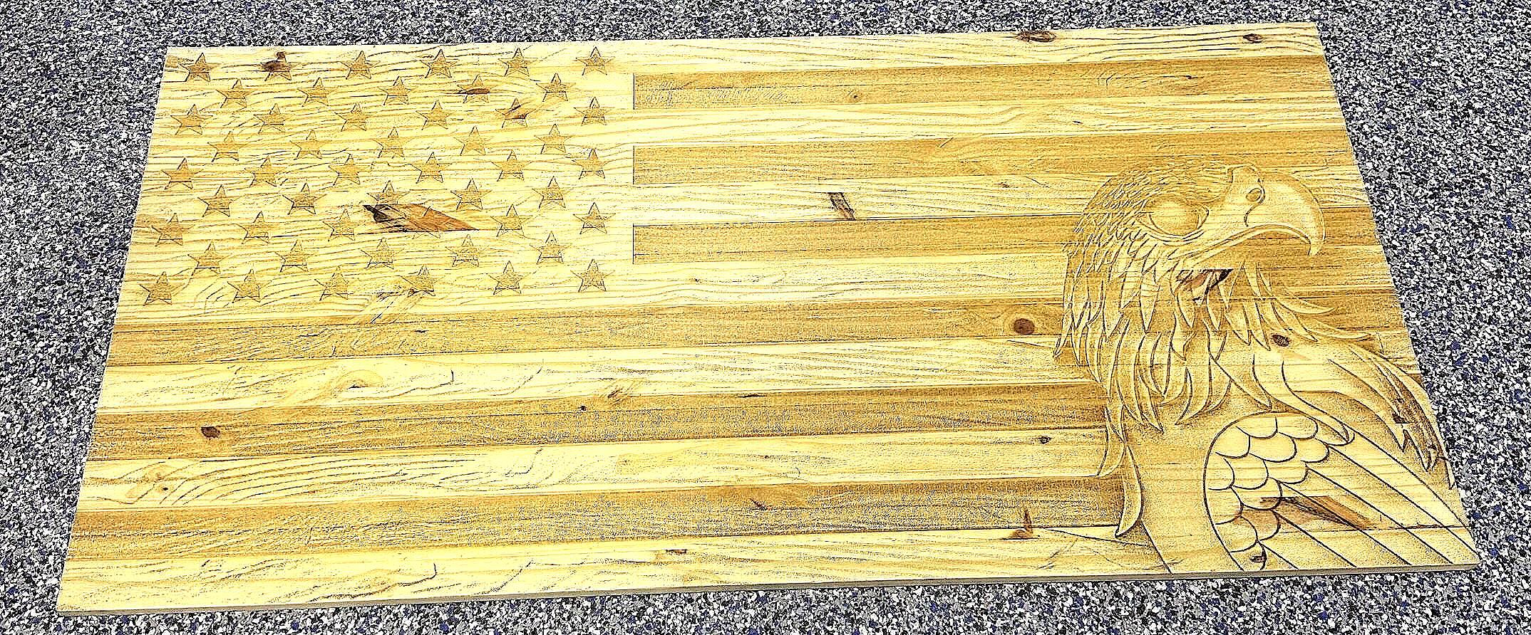 3D Eagle and American Flag Engraving