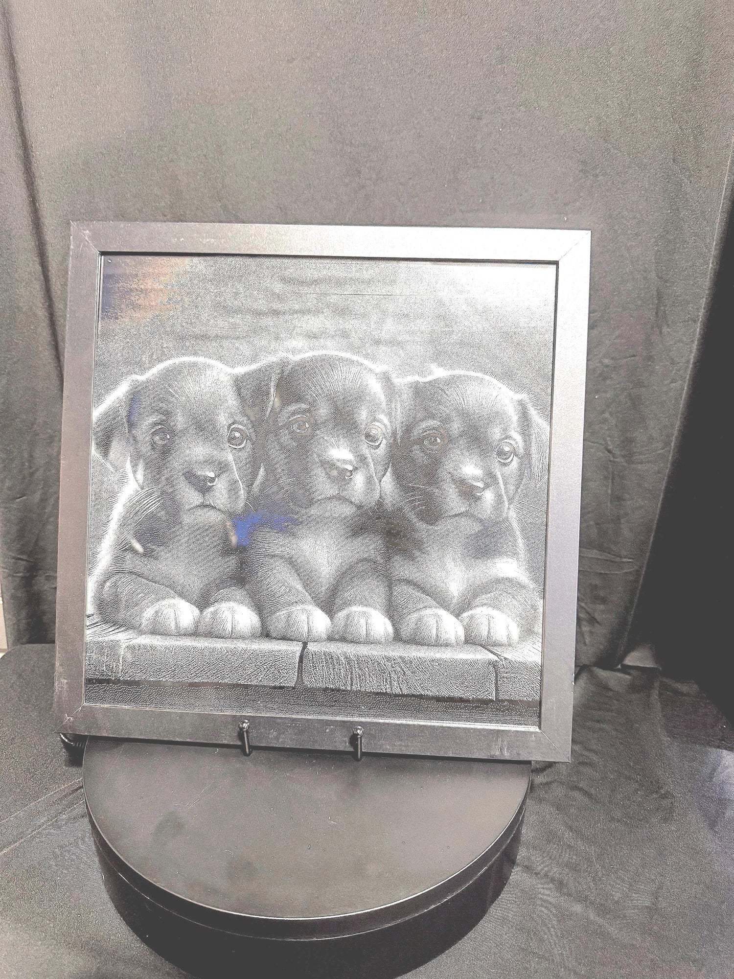 Framed Puppies Engraving