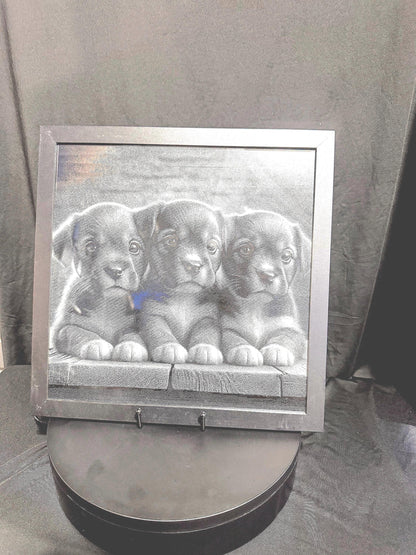 Framed Puppies Engraving