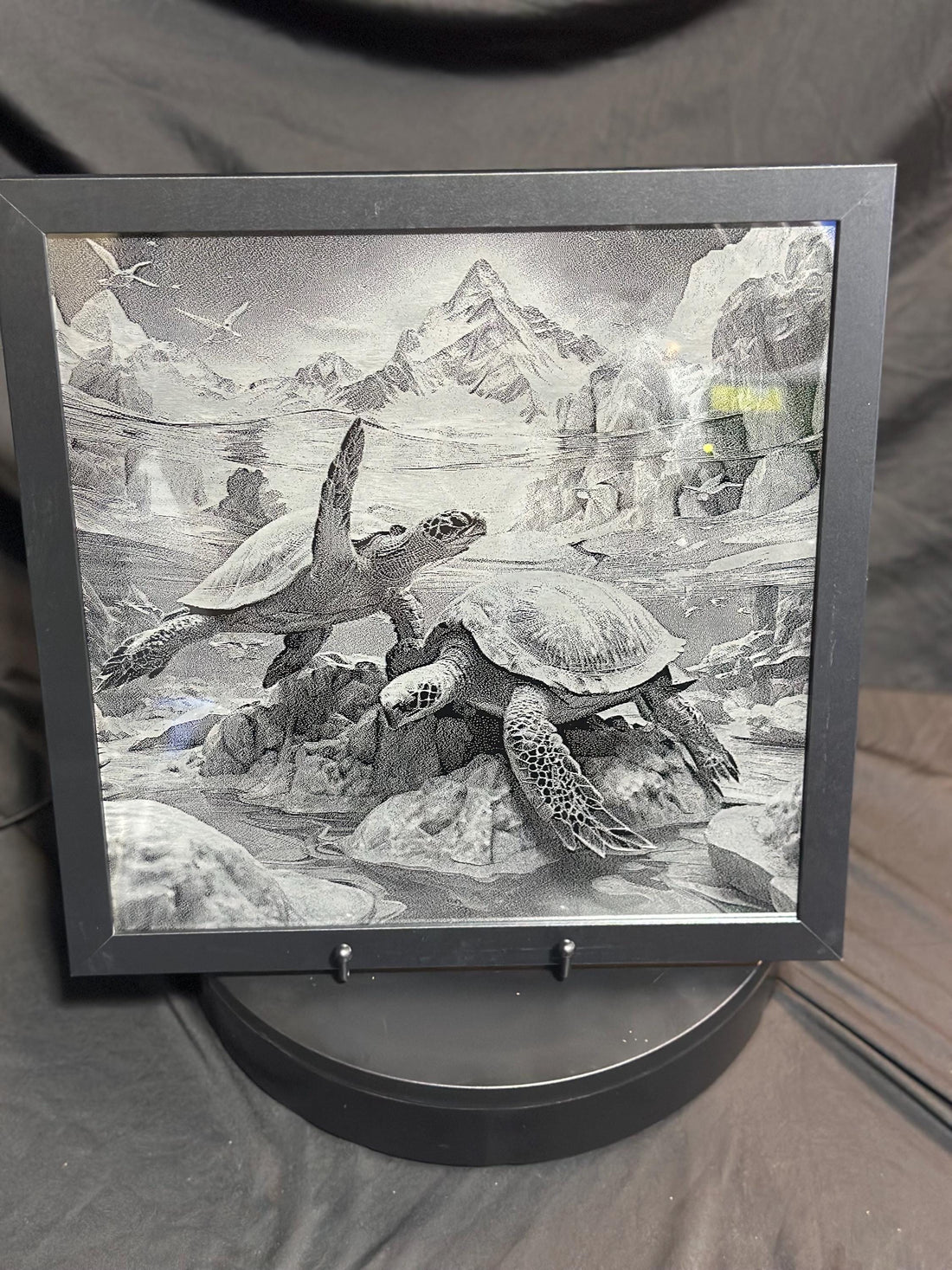 Framed  Sea Turtle Acrylic Engraving