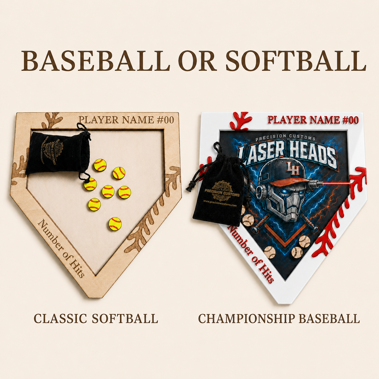 Personalized baseball or softball hit counter: Classic Softball and Championship Baseball