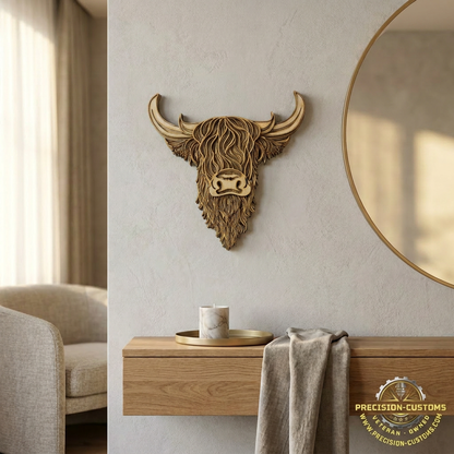 3D Layered Highland Cow wall art lifestyle image