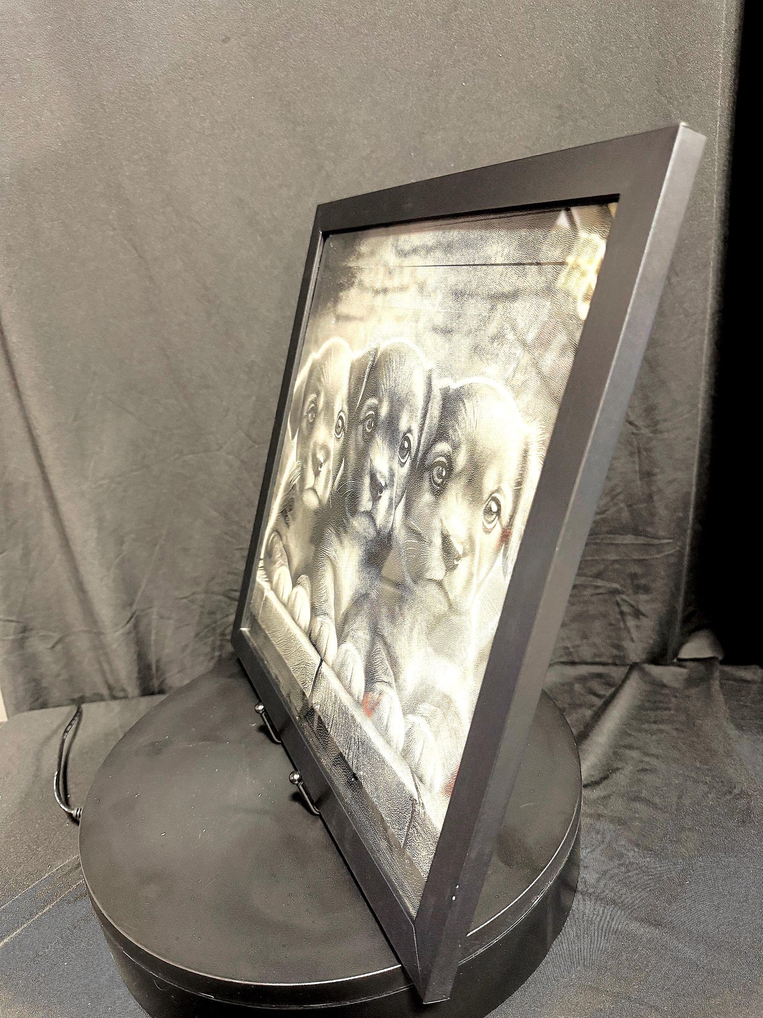 Framed Puppies Engraving