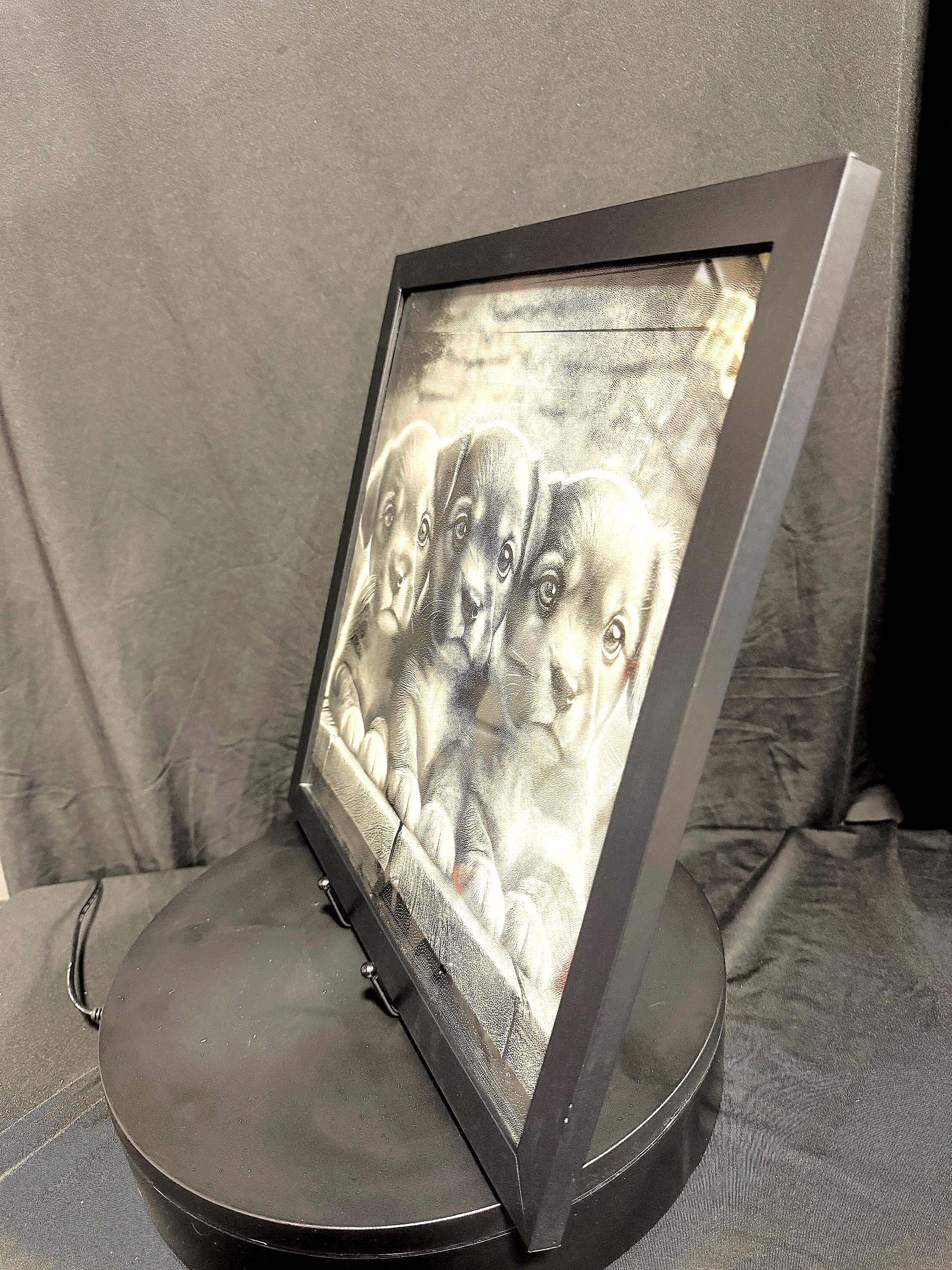 Framed Puppies Engraving