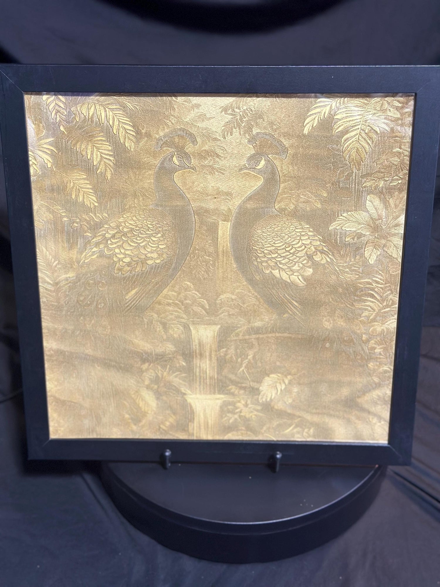 Framed 3D Peacocks Engraving