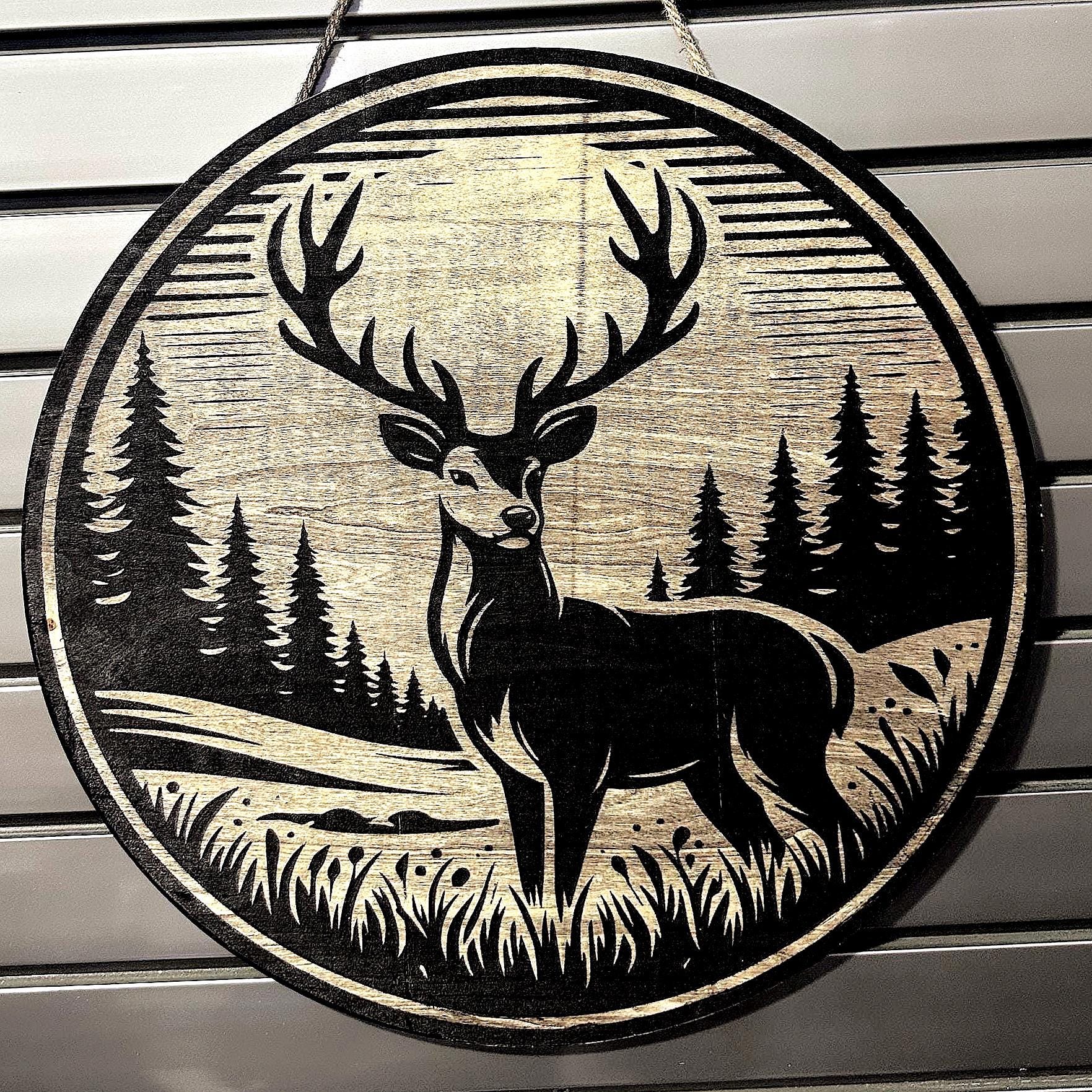 Engraved Buck Decor