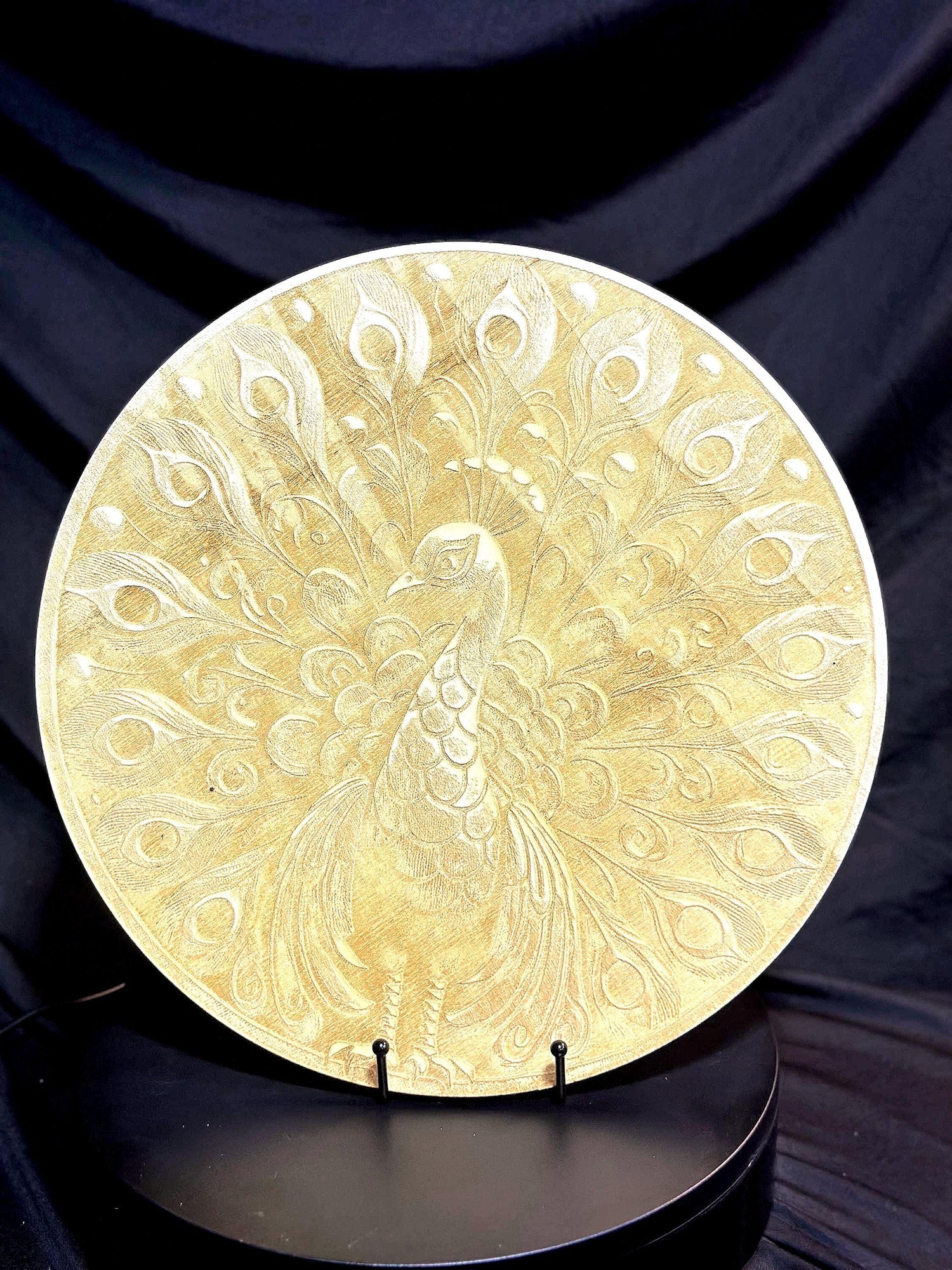 Engraved Peacock Decor