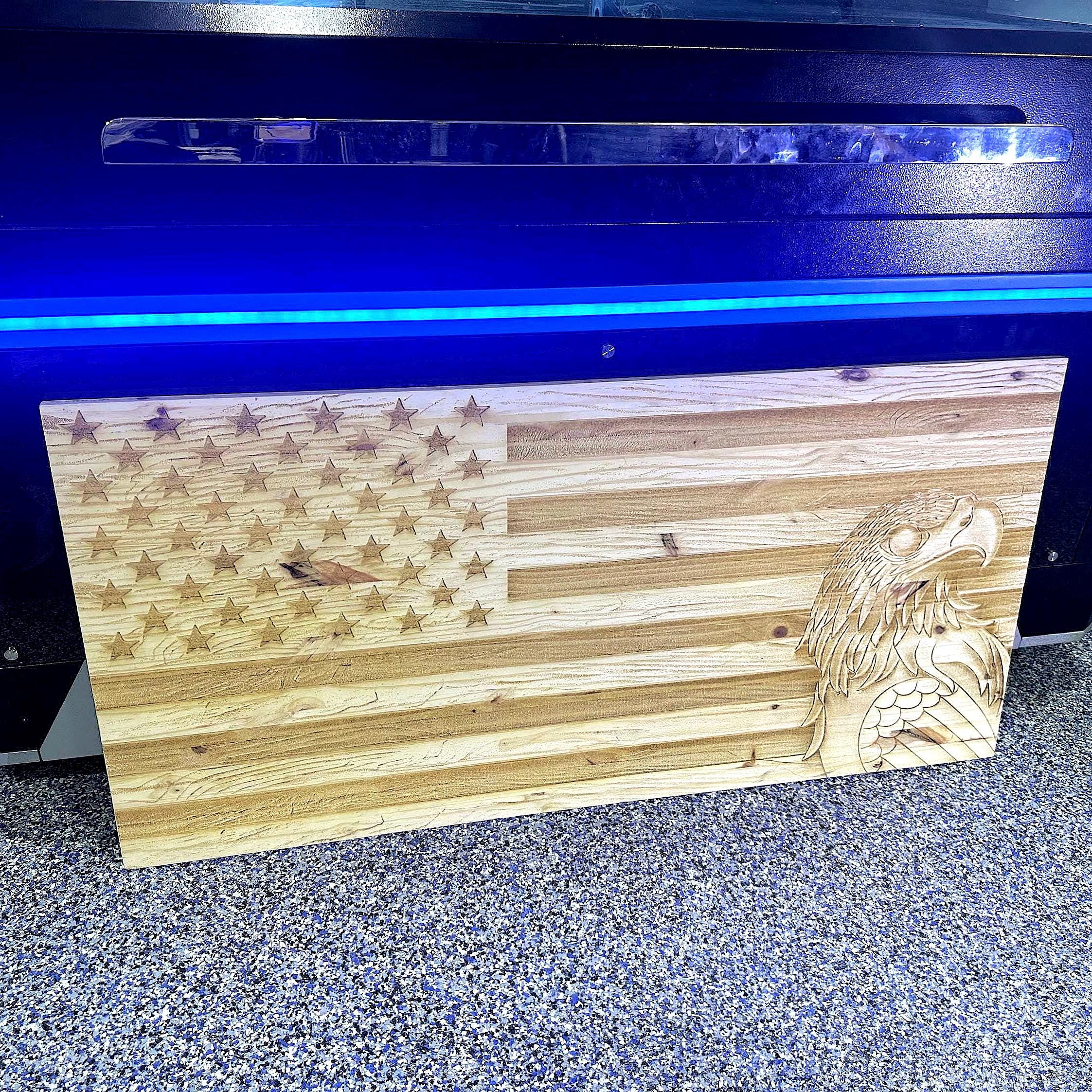 3D Eagle and American Flag Engraving