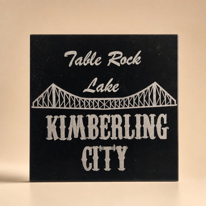 Kimberling City Table Rock Lake black acrylic magnet, front view