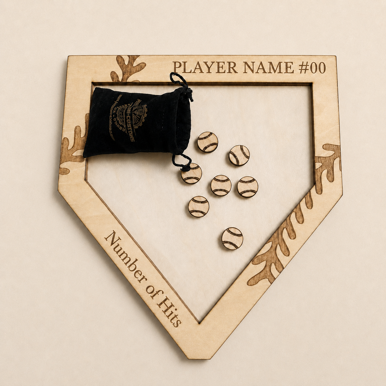 Classic birch personalized baseball hit or home run counter